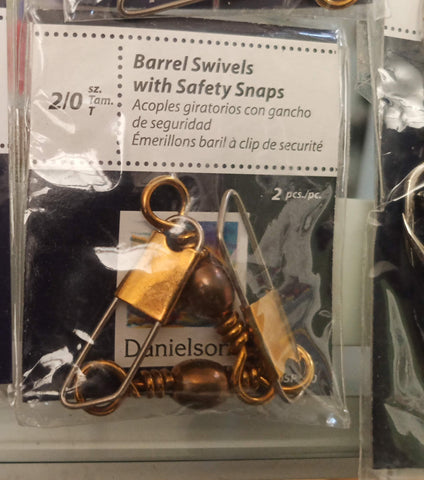 DNIELSON BARREL SWIVEL W/SAFETY SNAPS #2/0
